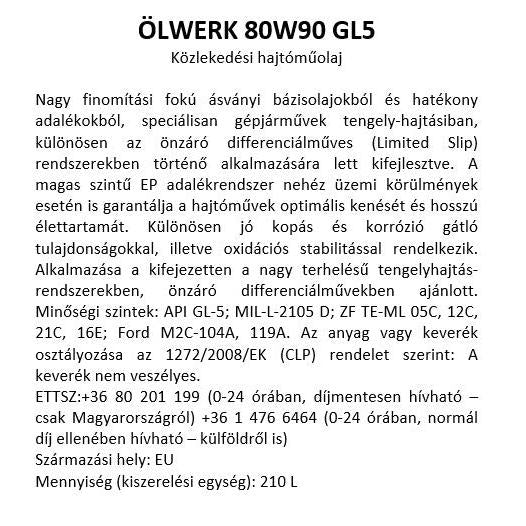 Ölwerk 80w90 GL5