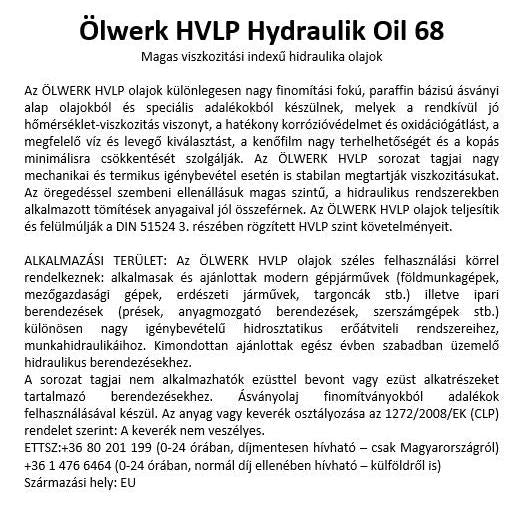 Ölwerk HVLP Hydraulik Oil 32,46,68