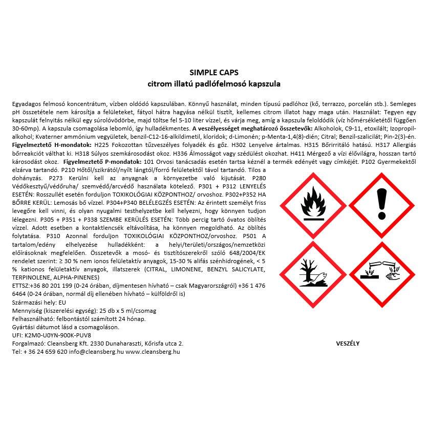 Simple Caps - citrom illatú padlófelmosó kapszula