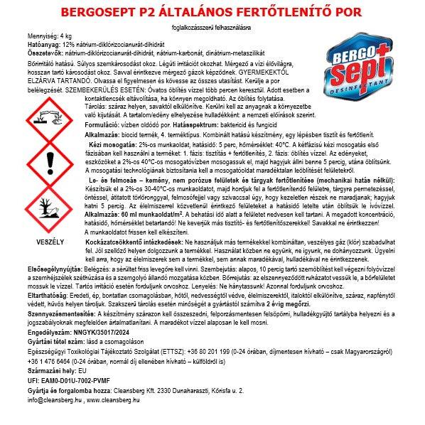 BERGOSEPT P2 ÁLTALÁNOS
 FERTŐTLENÍTŐ POR